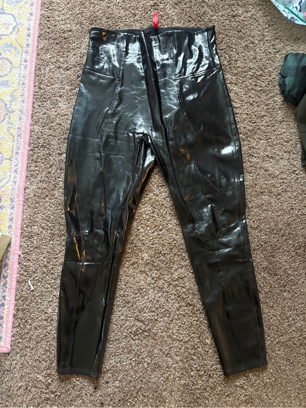SPANX Black High-Shine Faux-Leather Leggings